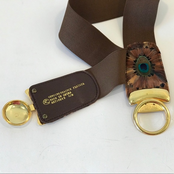 HP 🎉 Genuine Peacock Feather Stretch Elastic Belt - Picture 5 of 10